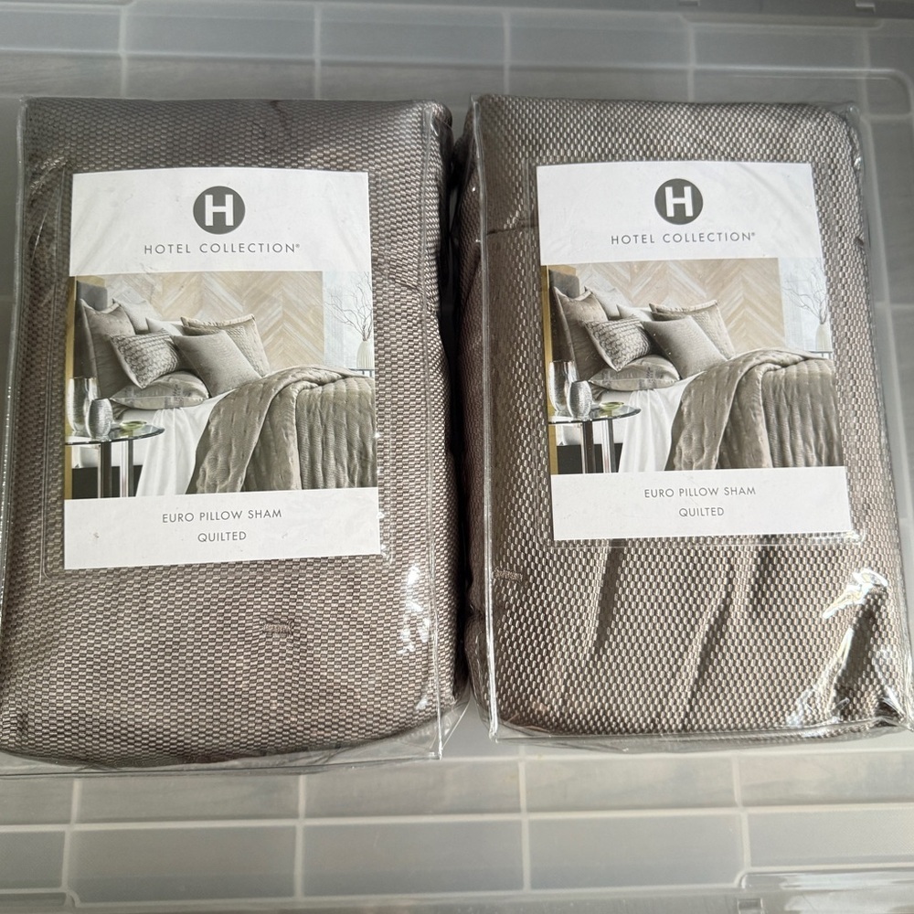 Hotel collection honeycomb trellis euro pillow sham quilted set of two new